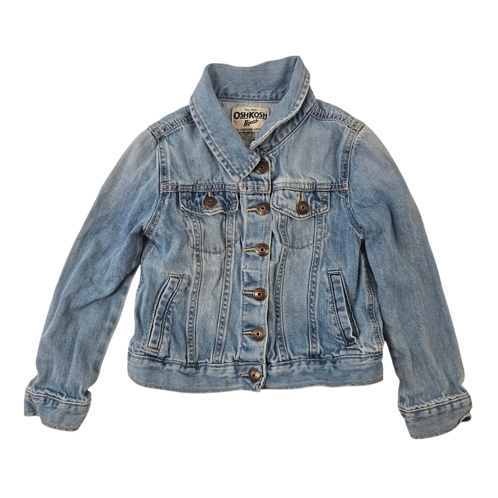 OshKosh Bgosh Girls Light Wash Denim Trucker Jacket Size 6 6x Blue CottonStretch